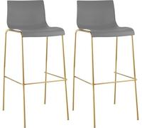 CLP Taburete de Bar con Respaldo Hover, con Asiento de plástico, con Estructura metálica Dorada, con Capacidad de Carga de hasta 150 kg, Color:Gris