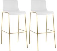 CLP Taburete de Bar con Respaldo Hover, con Asiento de plástico, con Estructura metálica Dorada, con Capacidad de Carga de hasta 150 kg, Color:Blanco