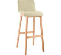 CLP Taburete de Bar Hover en Tela I Taburete con Base de Madera I Silla de Bar con Respaldo & Reposapiés, Color:Crema