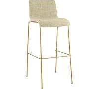CLP Taburete de Bar con Respaldo Hover, Taburete Apilable con Asiento de Tela, Estructura de Metal Dorada, Soporta hasta 150 kg, Color:Crema