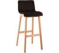 CLP Taburete de Bar con Respaldo Hover, Taburete de Bar de Madera Natura tapizado con Funda de Terciopelo, 77cm de Altura de Asiento, Color:marrón