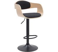 CLP Taburete de Bar con Respaldo Kingston, Taburete de Bar tapizado en Polipiel o Tela, Taburete de mostrador Regulable en Altura, Color:Natural/Negro, Material:Tela