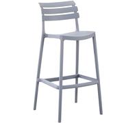 CLP Taburete de Bar con Respaldo Rafan, Taburete Alto de Exterior de plastico Resistente al Clima y a los Rayos UV, hasta 150 kg Color:Gris