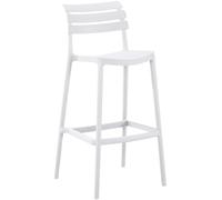 CLP Taburete de Bar con Respaldo Rafan, Taburete Alto de Exterior de plastico Resistente al Clima y a los Rayos UV, hasta 150 kg Color:Blanco