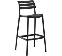CLP Taburete de Bar con Respaldo Rafan, Taburete Alto de Exterior de plastico Resistente al Clima y a los Rayos UV, hasta 150 kg Color:Negro
