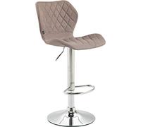 CLP Taburete De Bar Cork Tapizado En Tela I Silla Alta Regulable En Altura & Giratoria I Taburete De Cocina con Base De Metal, Color:Gris Pardo, Color del Marco:Cromado