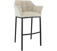 CLP Taburete de Bar Damaso con Respaldo, Taburete de Bar tapizado con Funda de Cuerda, con Capacidad de Carga de hasta 240 kg Color:Crema;Color del Marco:Negro