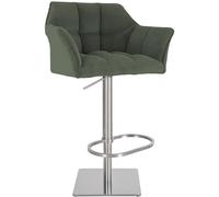 CLP Taburete de Bar Damaso Cord Regulable en Altura, Taburete de mostrador con Estructura, Capacidad de Carga de hasta 240 kg, Color:Verde Claro, Color del Marco:Acero Inoxidable