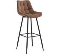 CLP Taburete de Bar Dartford en Tela o Terciopelo I Silla Alta de Cocina Moderna con Base metálica de 4 Patas Color:marrón;Material:Terciopelo