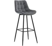 CLP Taburete de Bar Dartford en Tela o Terciopelo I Silla Alta de Cocina Moderna con Base metálica de 4 Patas, Color:Gris Oscuro, Material:Terciopelo