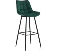 CLP Taburete de Bar Dartford en Tela o Terciopelo I Silla Alta de Cocina Moderna con Base metálica de 4 Patas, Color:Verde Claro, Material:Terciopelo