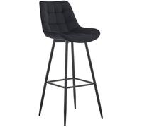 CLP Taburete de Bar Dartford en Tela o Terciopelo I Silla Alta de Cocina Moderna con Base metálica de 4 Patas, Color:Negro, Material:Terciopelo