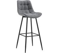 CLP Taburete de Bar Dartford en Tela o Terciopelo I Silla Alta de Cocina Moderna con Base metálica de 4 Patas, Color:Gris Oscuro, Material:Tela