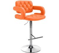 CLP Taburete de Bar Dublin En Polipiel I Taburete de Diseño Regulable en Altura I Sillón de Bar Giratorio, Color:Naranja, Color del Marco:Cromado