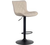 CLP Taburete De Bar Emma En Polipiel, Tela o Terciopelo I Silla Alta De Altura Ajustable & Giratoria con Reposapiés, Color:Crema, Material:Cuero Sintetico