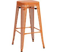 CLP Taburete De Bar Fletcher Apilable con Reposapiés I Banco Alto De Cocina Perforado I Silla Metálica De 4 Patas, Color:Naranja