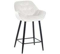 CLP Taburete De Bar Gibson 76 En Terciopelo I Silla Alta De Cocina con Reposapiés & Base Metálica I Butaca Moderna, Color:Blanco Crema