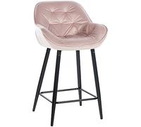 CLP Taburete De Bar Gibson 76 En Terciopelo I Silla Alta De Cocina con Reposapiés & Base Metálica I Butaca Moderna, Color:Fucsia