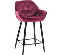 CLP Taburete De Bar Gibson 76 En Terciopelo I Silla Alta De Cocina con Reposapiés & Base Metálica I Butaca Moderna Color Violeta