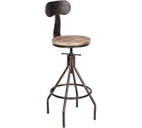 CLP Taburete De Bar Hanam Industrial En Madera I Silla De Bar Ajustable En Altura I Taburete De Metal con Reposapiés Y Respaldo, Color:Bronce