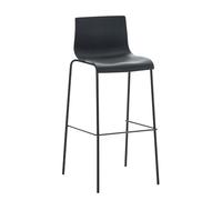 CLP Taburete De Bar Hover con Asiento De Polipropileno | Silla De Bar con Base De 4 Pies De Metal, Color:Negro, Color del Marco:Negro