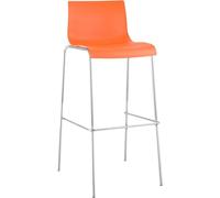 CLP Taburete De Bar Hover con Asiento De Polipropileno | Silla De Bar con Base De 4 Pies De Metal, Color:Naranja, Color del Marco:Cromado