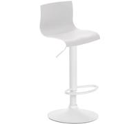 CLP Taburete De Bar Hover con Asiento De Polipropileno | Silla Regulable En Altura, Giratoria & con Base Metálica, Color:Blanco, Material del Soporte:Metal Blanco Mate