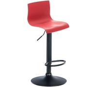 CLP Taburete De Bar Hover con Asiento De Polipropileno | Silla Regulable En Altura, Giratoria & con Base Metálica, Color:Rojo, Material del Soporte:Negro Mate Metal