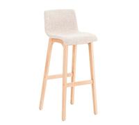 CLP Taburete de Bar Hover en Tela I Taburete con Base de Madera I Silla de Bar con Respaldo & Reposapiés, Color:Crema