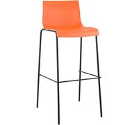 CLP Taburete de bar Hover – asiento plástico fácil de limpiar, 4 patas metálicas – Naranja/Negro