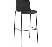 CLP Taburete De Bar Hover con Asiento De Polipropileno | Silla De Bar con Base De 4 Pies De Metal, Color:Negro, Color del Marco:Negro