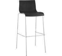 CLP Taburete De Bar Hover con Asiento De Polipropileno | Silla De Bar con Base De 4 Pies De Metal, Color:Negro, Color del Marco:Cromado