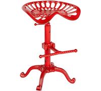 CLP Taburete de bar industrial Butch I Asiento de hierro forjado, patas de metal I Silla de bar ergonómica, altura ajustable, color: rojo