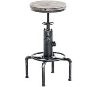 CLP Taburete de bar industrial regulable en Metal Plateado antiguo