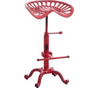 CLP Taburete Industrial Butch Metálico I Taburete Regulable En Altura I Taburete Alto con Asiento En Forma Semi-Curva I Color:, Color:Rojo