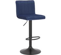 CLP Taburete de Bar Jamie en Terciopelo con Base metálica I Silla Alta de Cocina con Respaldo & reposapiés, Color:Azul