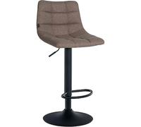 CLP Taburete De Bar Jerry Tapizado En Tela I Silla Giratoria De Cocina con Base Metálica, Reposapiés & Respaldo, Color:Gris Pardo, Color del Marco:Negro