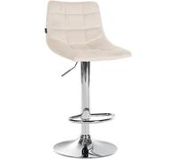 CLP Taburete De Bar Jerry Tapizado En Terciopelo I Silla De Cocina Moderna, Giratoria con Reposapiés & Base Metálica, Color:Crema, Color del Marco:Cromado