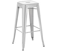 CLP Taburete de Bar Joshua I Taburete de Bar de Metal apilable I Taburete de Bar con reposapiés I Altura del Asiento 76 cm I Taburete apilable, Color:Plata