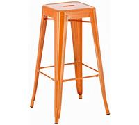 CLP Taburete de Bar Joshua I Taburete de Bar de Metal apilable I Taburete de Bar con reposapiés I Altura del Asiento 76 cm I Taburete apilable, Color:Naranja
