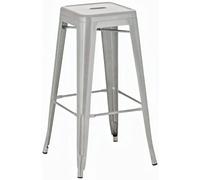 CLP Taburete de Bar Joshua I Taburete de Bar de Metal apilable I Taburete de Bar con reposapiés I Altura del Asiento 76 cm I Taburete apilable, Color:Plata