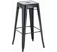 CLP Taburete de Bar Joshua I Taburete de Bar de Metal apilable I Taburete de Bar con reposapiés I Altura del Asiento 76 cm I Taburete apilable, Color:Negro