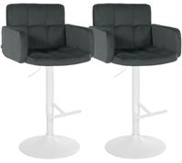 CLP Taburete de Bar Juego de 2 con Respaldo Los Angeles, Taburete de Bar tapizado en Terciopelo, Regulable en Altura y Giratorio, hasta 150 kg Color:Gris Oscuro;Color del Marco:Blanco