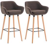 CLP Set De 2 Taburetes Grant Tapizados En Tela con Respaldo & Reposapiés I 2 Sillas De Bar con Base De Madera & Reposapiés, Color:marrón