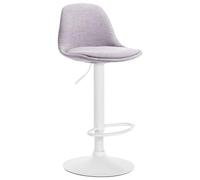 CLP Taburete De Bar Kiel En Tela con Reposapiés & Respaldo I Silla Alta Regulable En Altura, Color:Gris, Color del Marco:Blanco