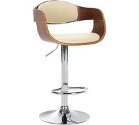 CLP Taburete de Bar Kingston en Cuero Sintético | Taburete de Bar Regulable en Altura & Giratoria, Color:Nuez/Crema