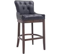CLP Taburete de Bar Lakewood en Cuero Original I Taburete Alto Respaldo y Reposapiés I Taburete de Cocina Acolchado I Color:, Color:Negro