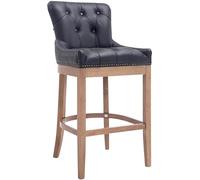 CLP Taburete de Bar Lakewood en Cuero Original I Taburete Alto Respaldo y Reposapiés I Taburete de Cocina Acolchado I Taburete Clásico I Color:, Color:Negro