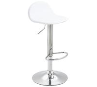 CLP Taburete De Bar Lana V2 En Simil Cuero con Respaldo & Reposapiés I Silla Alta Moderna & Regulable En Altura I, Color:Blanco, Color del Marco:Cromado