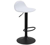 CLP Taburete De Bar Lana V2 En Simil Cuero con Respaldo & Reposapiés I Silla Alta Moderna & Regulable En Altura I, Color:Blanco, Color del Marco:Negro